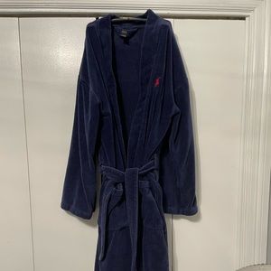 Unisex Polo by Ralph Lauren Bathrobe Navy Blue One Size